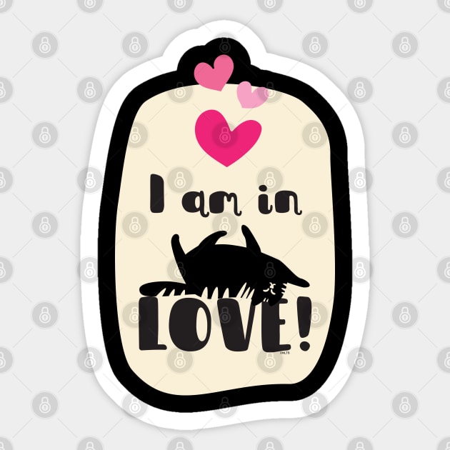 I am in love! Cat t-shirt Sticker by creative